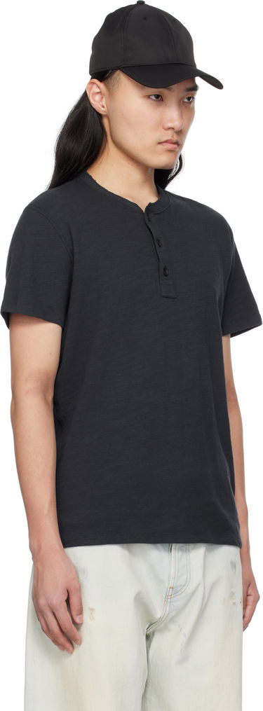 Tričko rag & bone Rag & Bone Classic Cotton Henley T-Shirt Čierna | M000T906G, 1