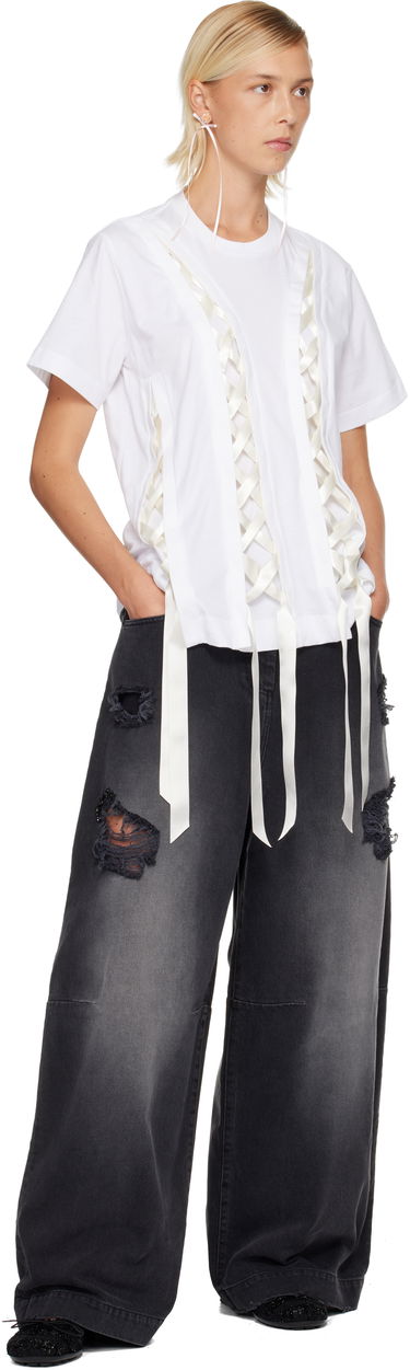 Tričko Simone Rocha Simone Rocha Unraveling Ribbon T-shirt Biela | 5368 0553, 3
