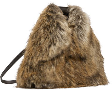 Kabelka Maison Margiela MM6 Maison Margiela Triangle Crossbody Faux-Fur Bag Hnedá | SB6WD0026P8486, 2