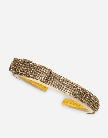 Spona Dolce & Gabbana Dolce & Gabbana Satin Hairband with Rhinestone Bow Béžová | LB3L58G7KU4S9001, 2
