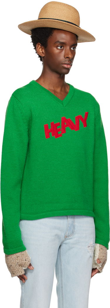 Sveter ERL ERL Men's Patch V-Neck Sweater Zelené | ERL06N008, 3