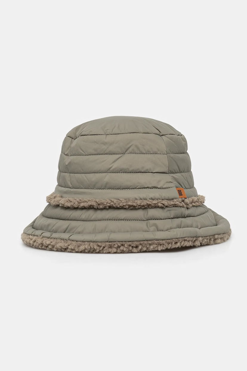 Klobúk UGG Reversible Puffer Bucket Hat with Sherpa Trim Šedá | 101018