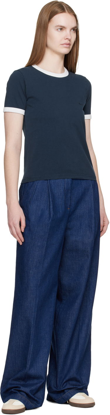 Tričko A.P.C. Crop Short-Sleeve Contrast T-shirt Navy | COHBQ-F26550, 3