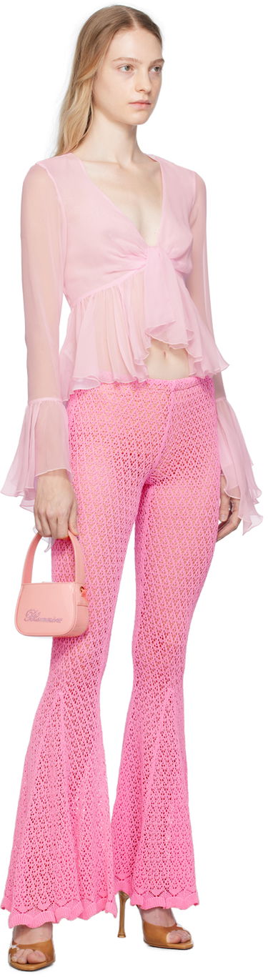 Košeľa Blumarine Blumarine Ruffled Tie-Front Blouse Ružová | P344C005A, 3