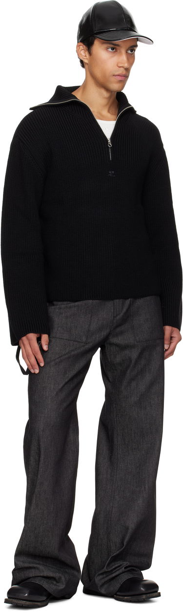 Sveter Courrèges Courrèges Ribbed Wool Trucker Sweater Čierna | 325MPU243FI0036, 3