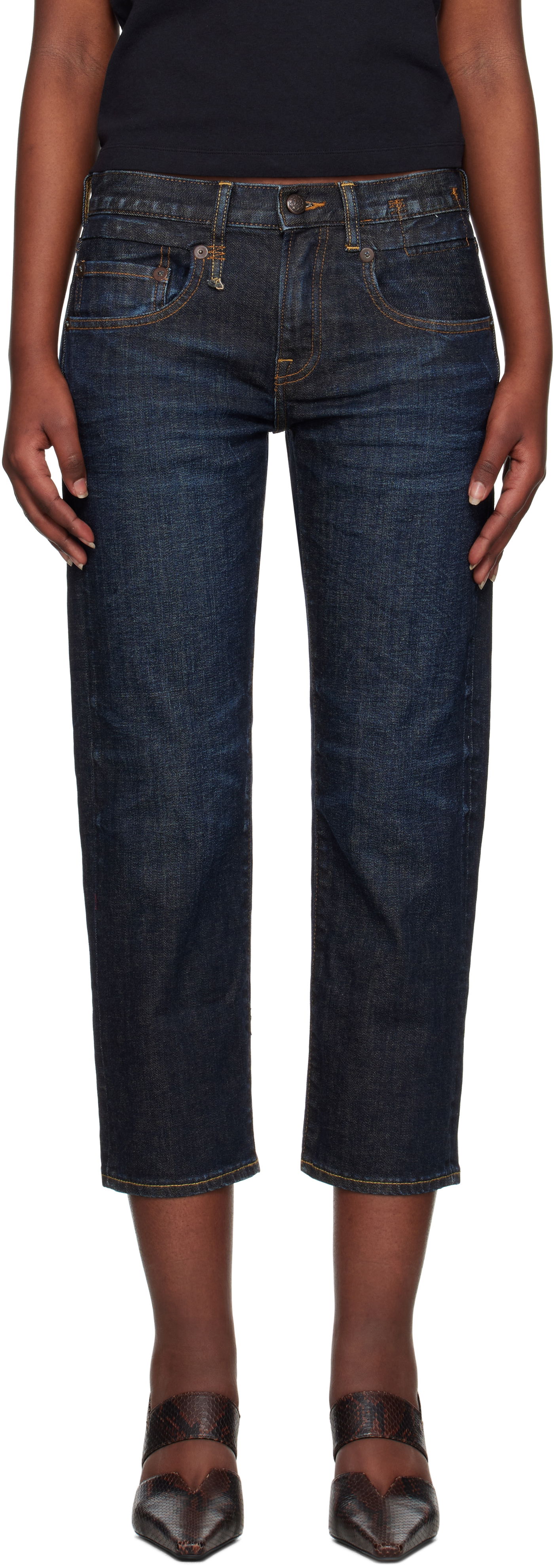 Džínsy R13 R13 Boy Straight Cropped Jeans Modrá | R13W0091-D099A, 0
