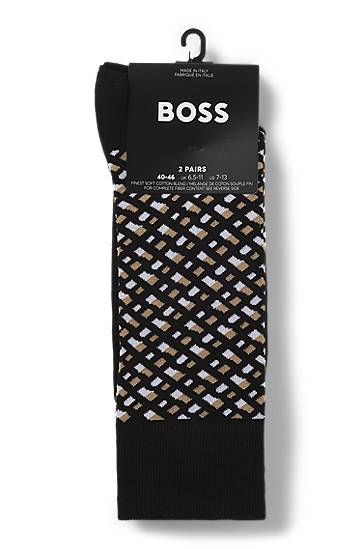 Ponožky BOSS Two-Pack of Regular-Length Cotton-Blend Socks Čierna | 50515141, 1