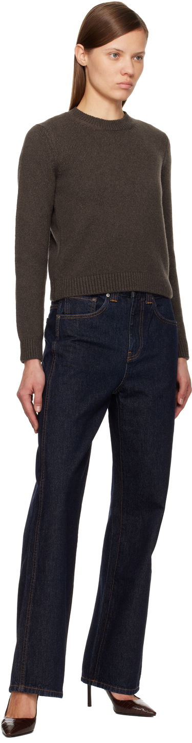 Sveter Khaite Leta rib knit crewneck sweater Hnedá | 9734650, 3