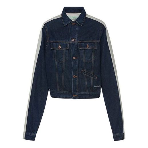 Bunda Off-White Splicing Sleeve Denim Jacket Modrá | OMYE026S19C300018500