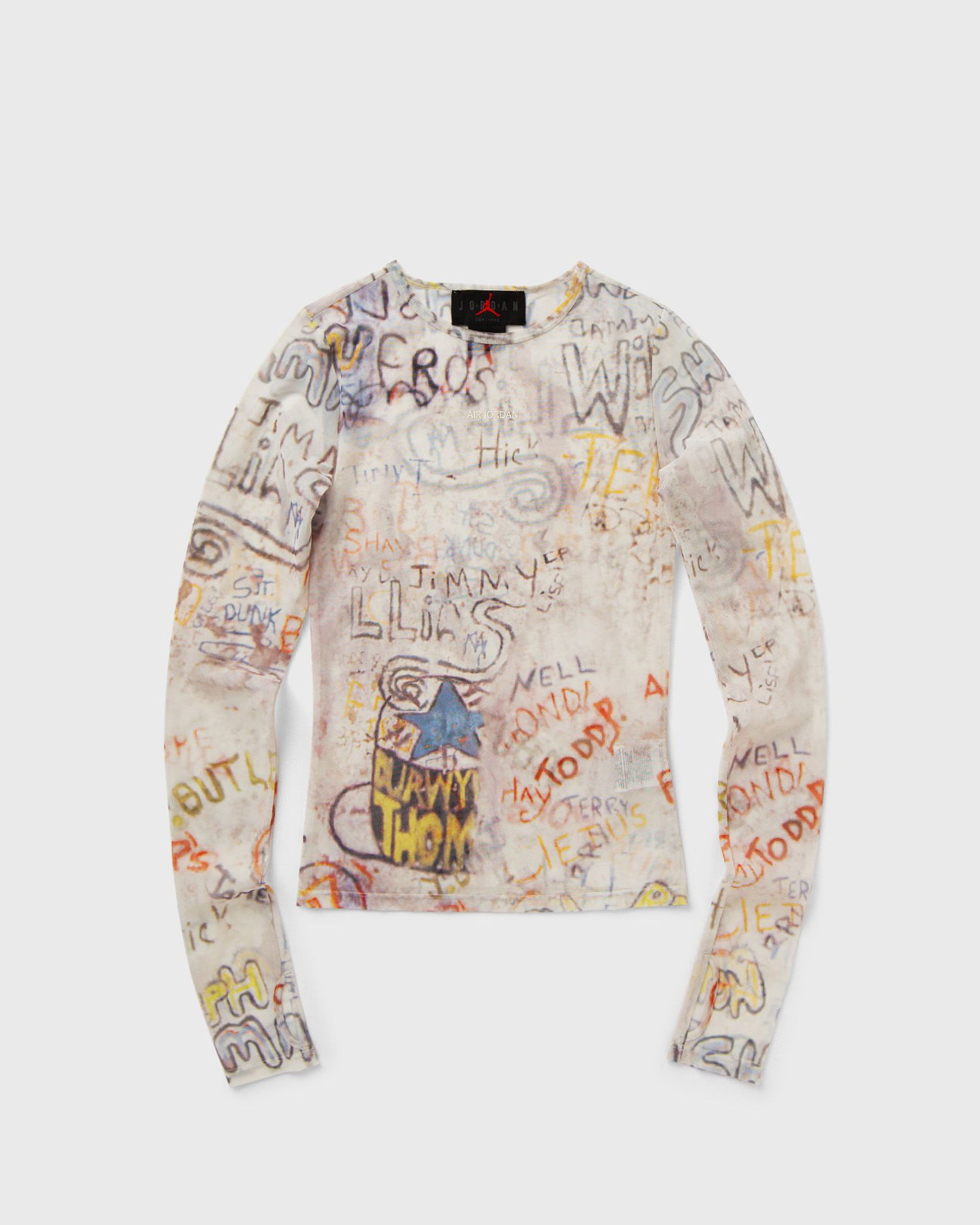 Tričko Jordan Air Jordan Women's Graffiti Print Long Sleeve Top Béžová | HQ9174-133, 0