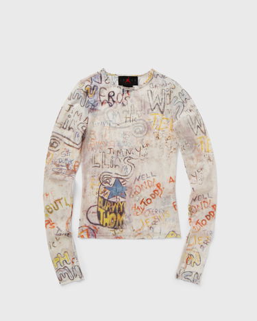 Tričko Jordan Air Jordan Women's Graffiti Print Long Sleeve Top Béžová | HQ9174-133, 0