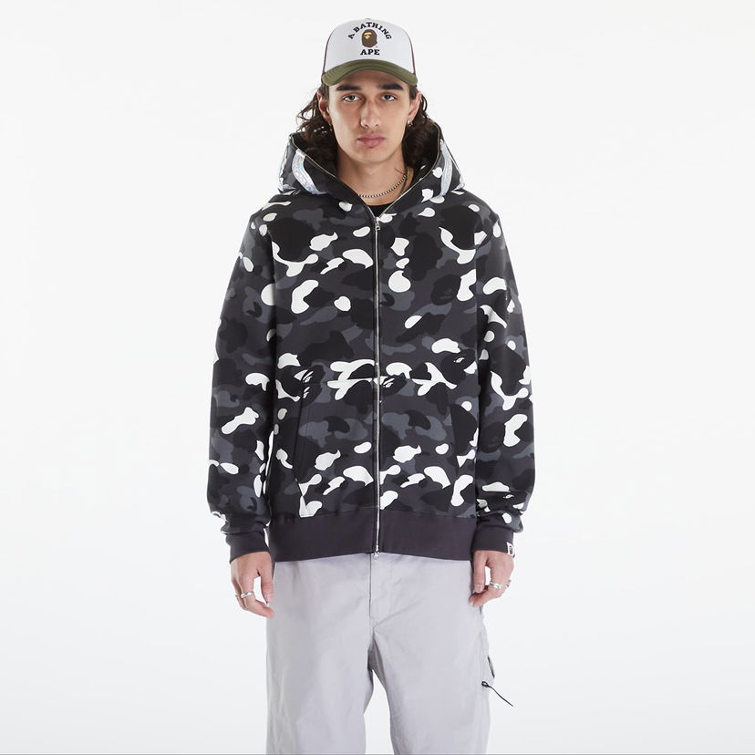 Mikina BAPE A BATHING APE City Camo Shark Full Zip Hoodie Black Čierna | 001ZPK301003M BLK