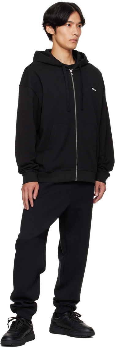 Mikina BOSS Relaxed-Fit Cotton Terry Zip-Up Hoodie Čierna | 50548651, 4