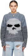 Intarsia Knit Skull Sweater