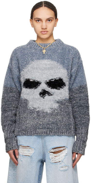 Sveter ERL Intarsia Knit Skull Sweater Šedá | ERL08N367, 0