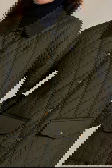 Bunda Polo by Ralph Lauren Lightweight Diamond Quilted Jacket with Corduroy Collar Zelené | 211965336, 3