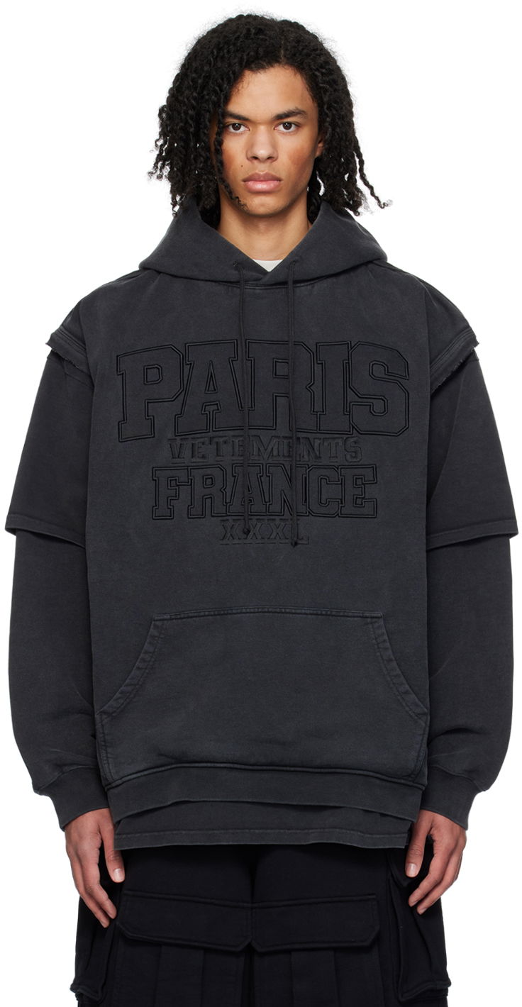 Mikina VETEMENTS XXXL Paris Hoodie Čierna | UE64HD280B, 0