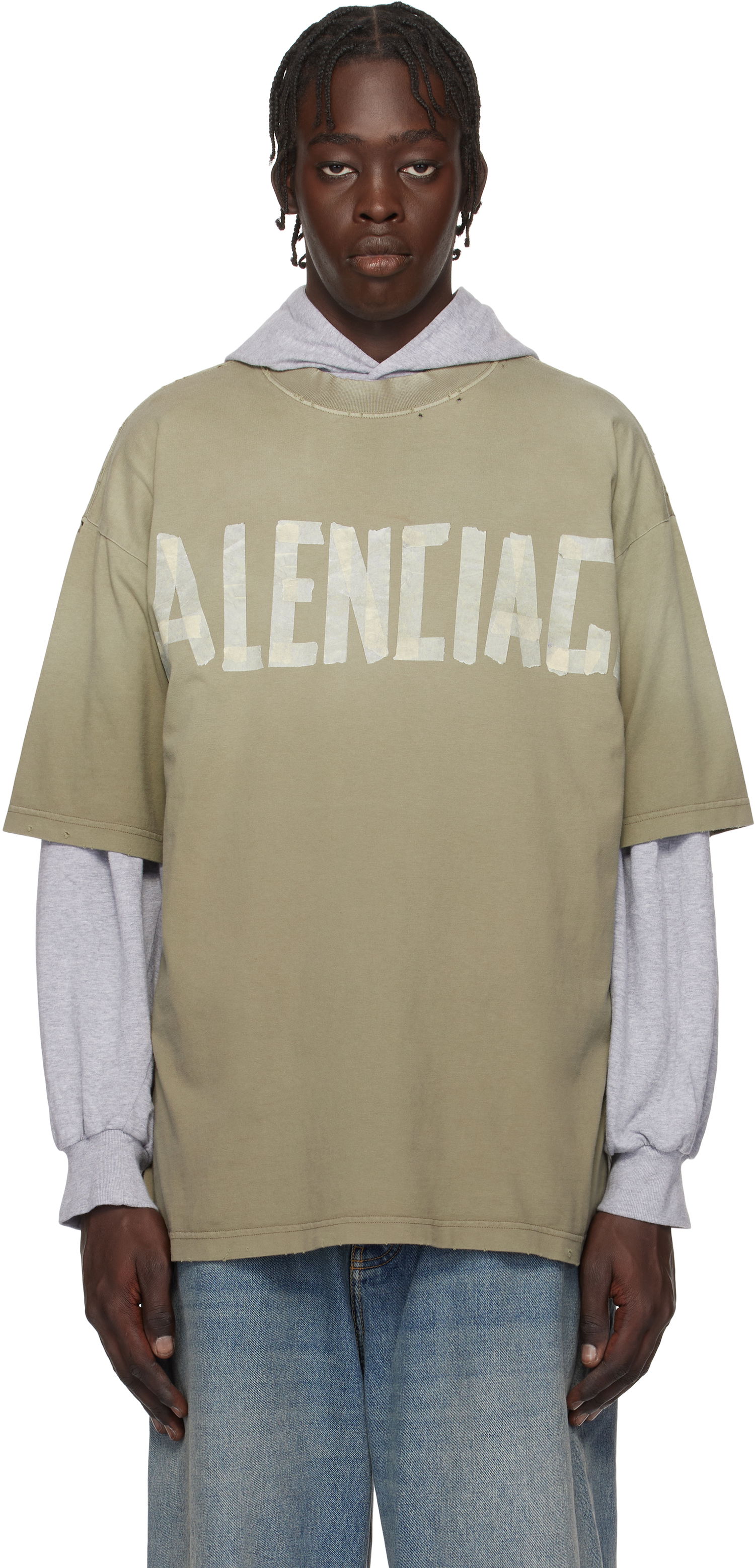 Tričko Balenciaga New Tape Type Medium Fit T-Shirt Zelené | 739784TOVA9, 0