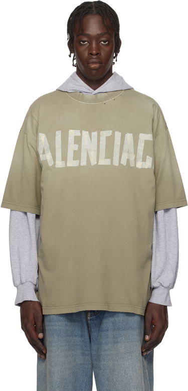 Tričko Balenciaga New Tape Type Medium Fit T-Shirt Zelené | 739784TOVA9, 0