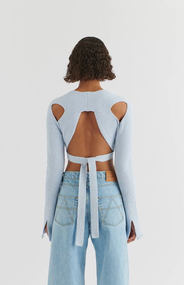Tričko AXEL ARIGATO Tube Rib-Knit Wrap Top Modrá | A0948004, 3