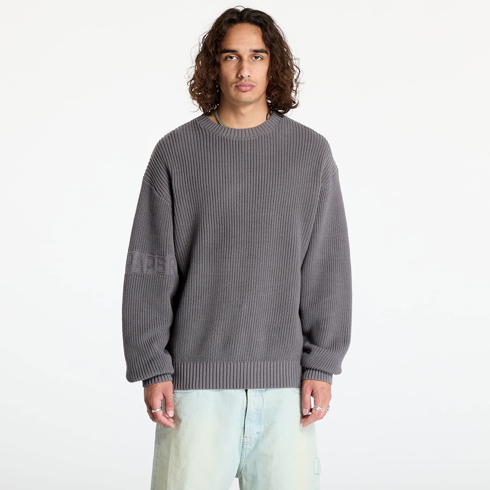 Band Knit Sweater Rabbit Grey