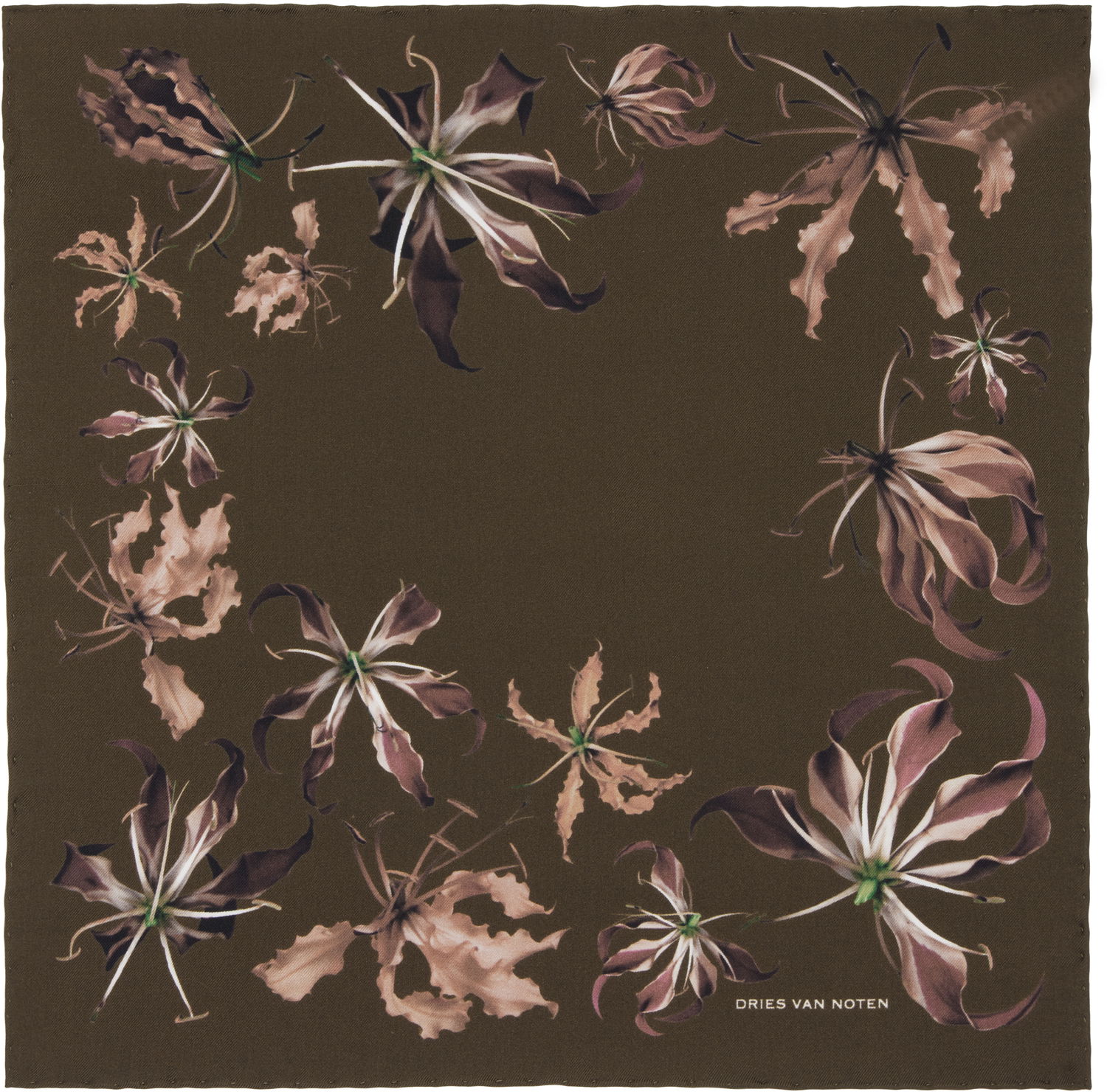 Šál Dries Van Noten Floral Printed Pocket Square Hnedá | 252-021301-2010, 0