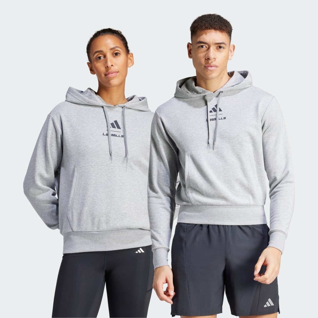 Mikina adidas Performance Les Mills Graphic Hoodie Šedá | IX7980, 0