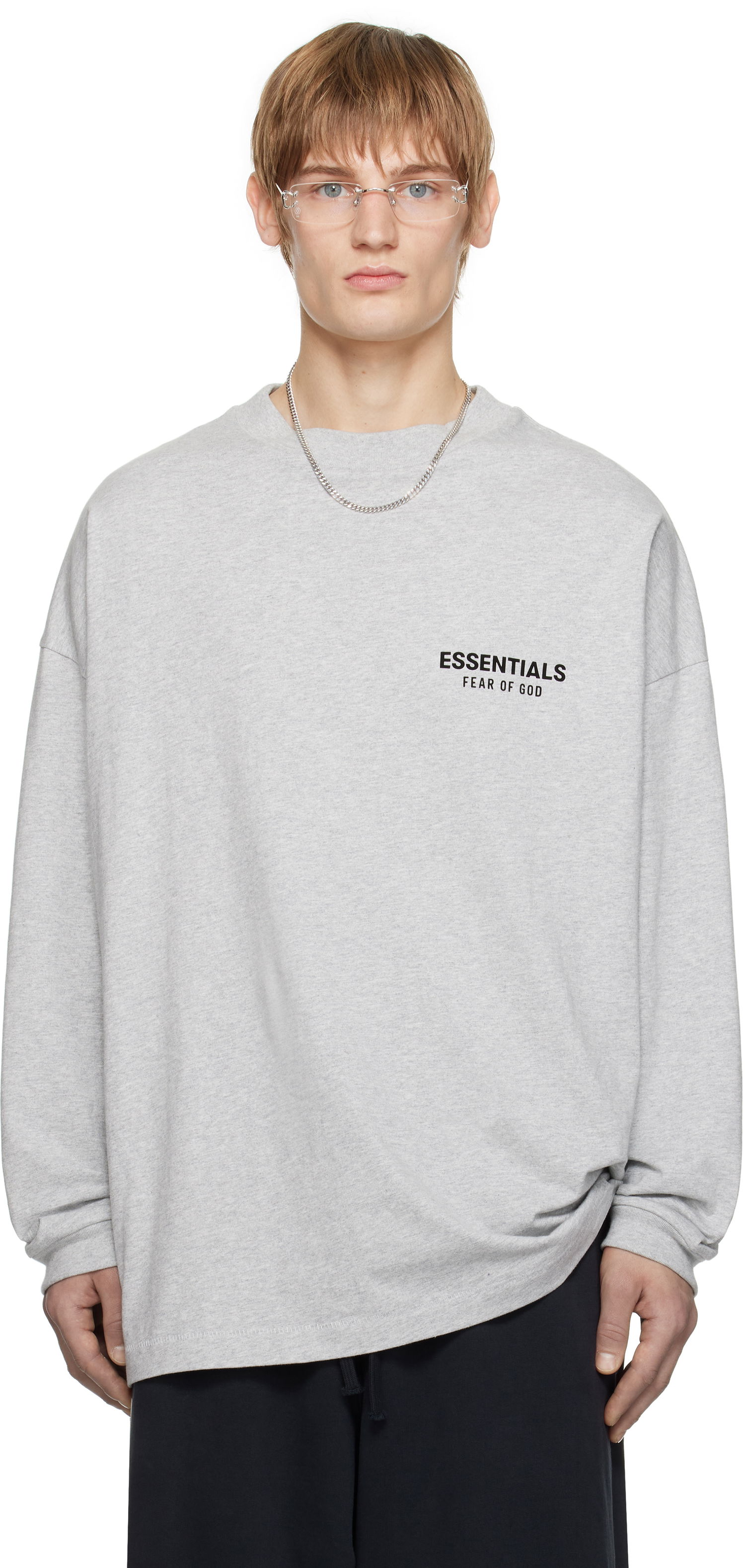 Sveter Fear of God Fear of God ESSENTIALS Jersey Long Sleeve T-Shirt Šedá | 125HO244378F, 0