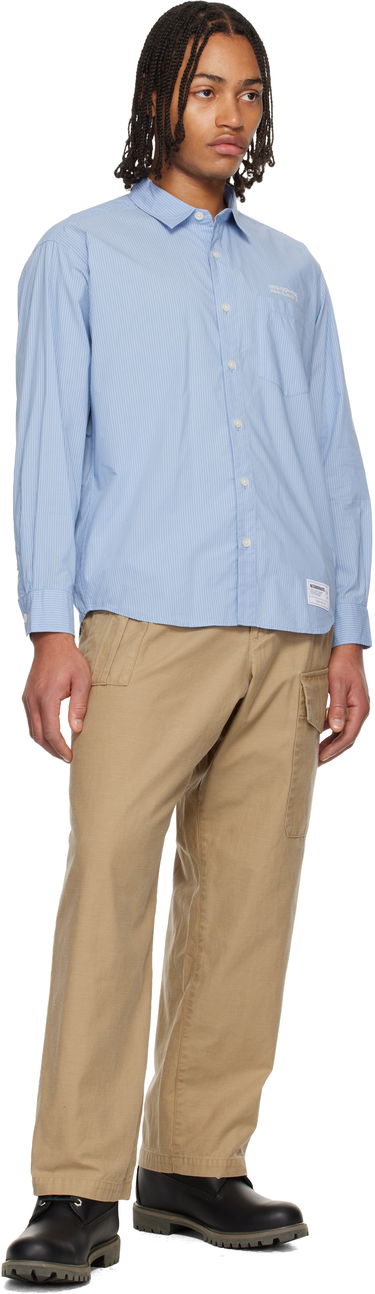 Košeľa Neighborhood Striped Long Sleeve Button-Up Shirt Modrá | 252SPNH-SHM04, 3