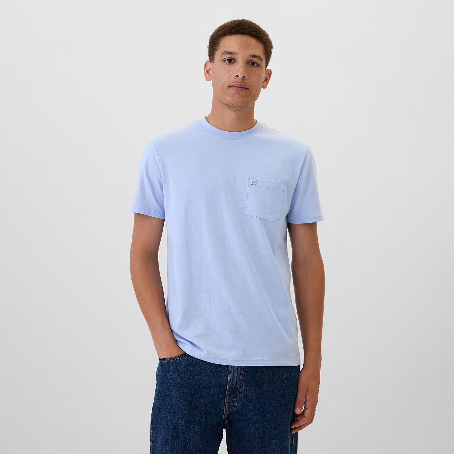 Tričko GAP T-shirt Logo Pocket Tee Blue Crystal L Tyrkysová | 857901-09, 0