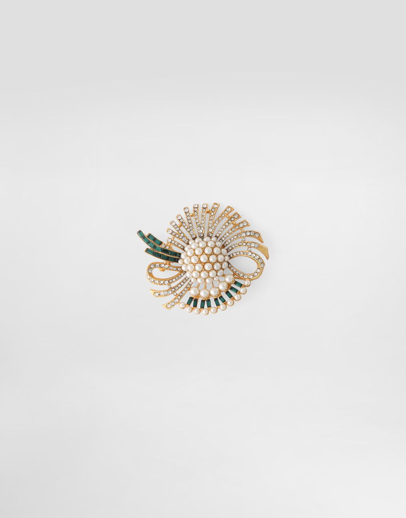 Spona Dolce & Gabbana Dolce & Gabbana Sicilian Gentlemen Pearl & Crystal Brooch Metalická | WPR5S4W1111ZOO00