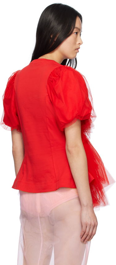 Tričko Simone Rocha Simone Rocha Tulle Overlay Puff Sleeve Tutu Hem T-Shirt Červená | 5310 0553, 2