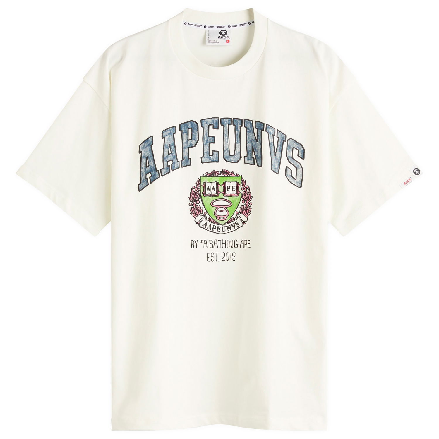 Tričko AAPE by A Bathing Ape AAPE College Theme T-Shirt, Size Large Biela | AAPTEM1626XX-IVO, 0