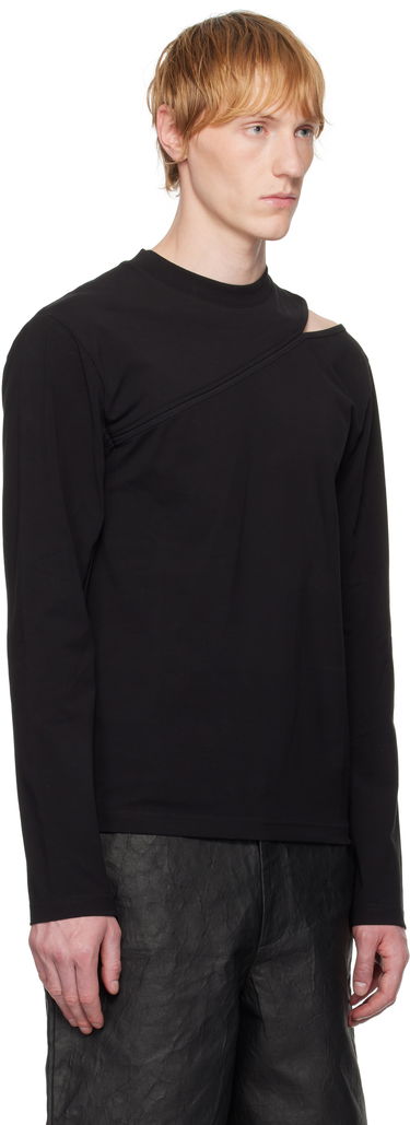 Tričko HELIOT EMIL Heliot Emil Cutout Detail Long Sleeve T-Shirt Čierna | SS25.M.09.135.BLK01, 4