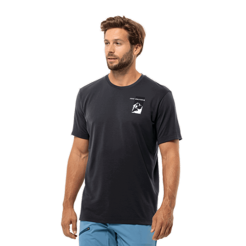 Tričko Jack Wolfskin Graphic Print T-Shirt Vonnan Čierna | 1809941-6350