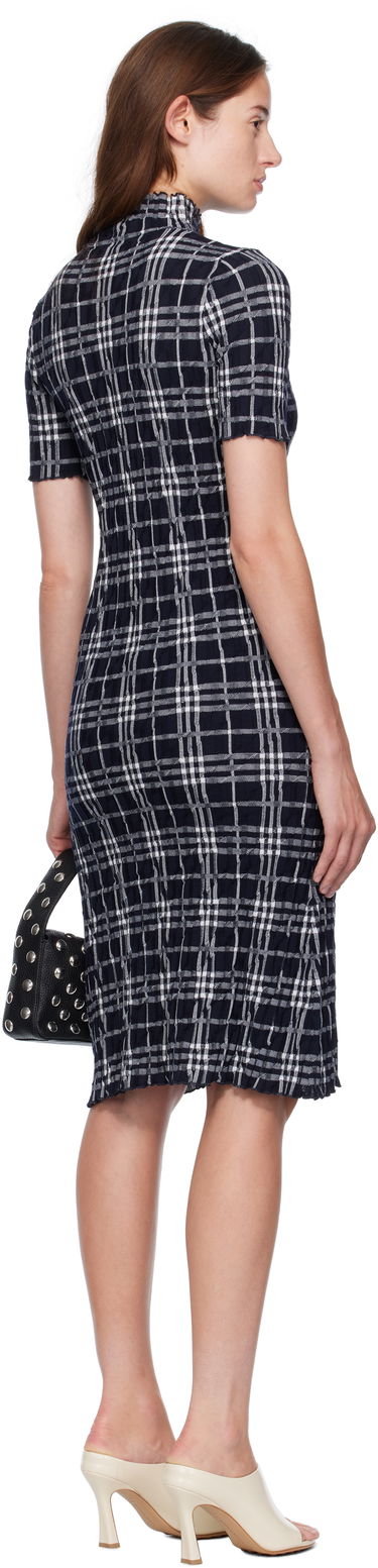 Šaty Burberry Burberry Check Wool Blend Midi Dress Navy | 8111428, 2