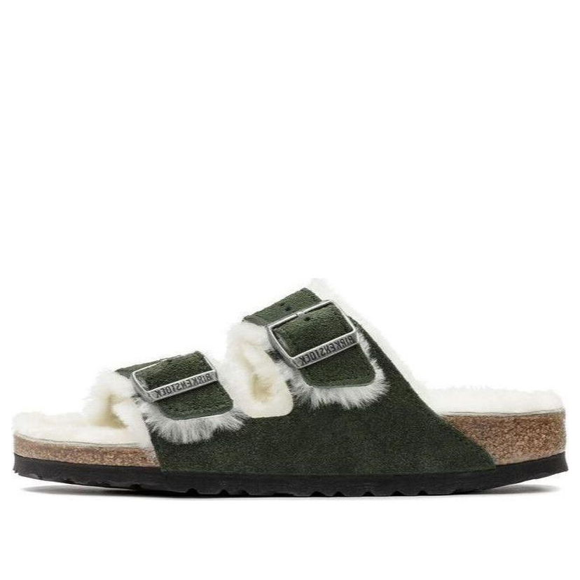 Tenisky a topánky Birkenstock Arizona Shearling Suede Leather Narrow Fit Sandals Zelené | 1021102