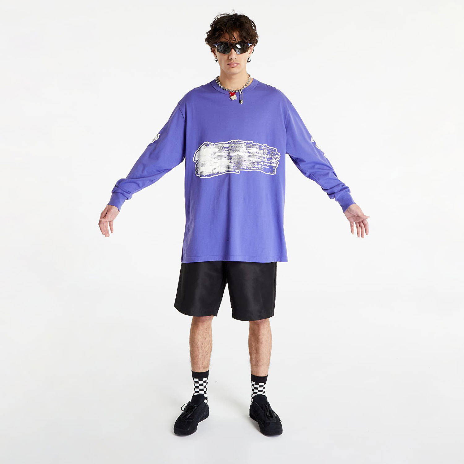 Tričko Y-3 Graphic Logo Long Sleeve Tee Fialová | IA3113, 0