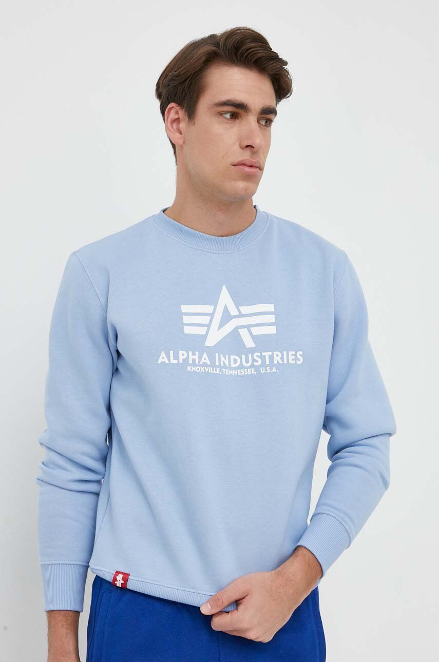 Mikina Alpha Industries Logo Crewneck Sweat Modrá | 178302.513, 0