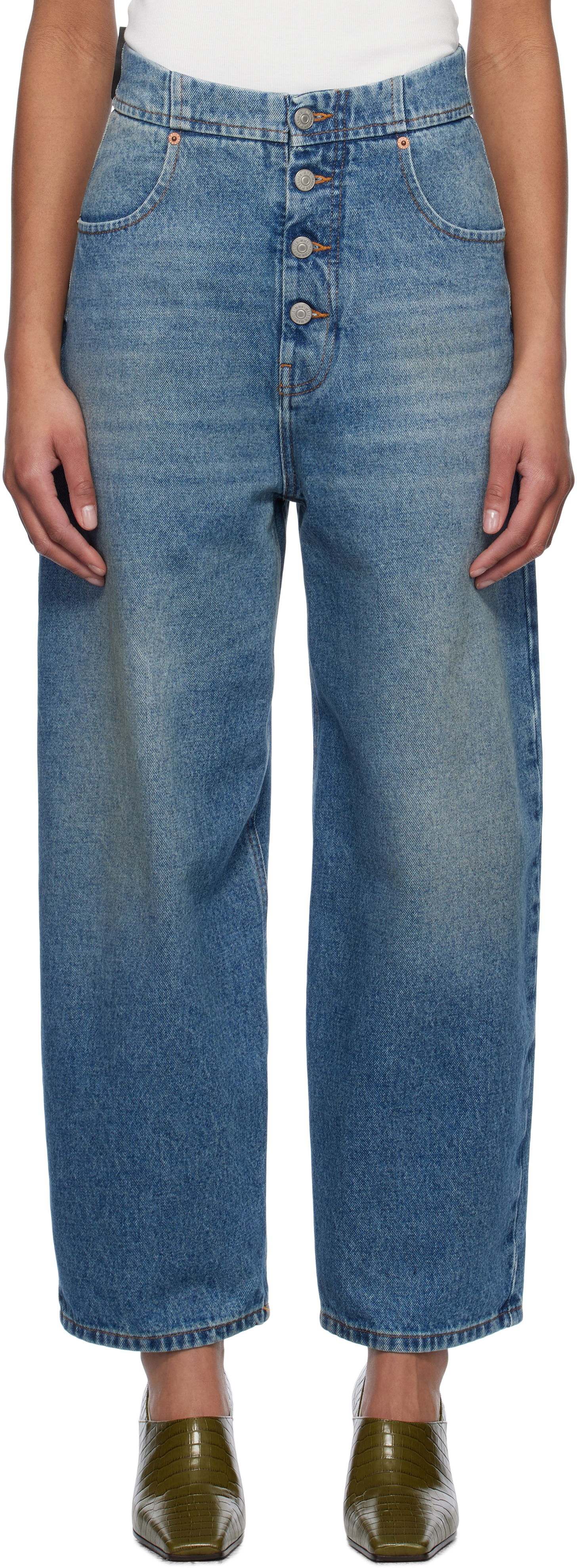 Džínsy Maison Margiela MM6 Maison Margiela Button Jeans Modrá | S52LA0235 M30018, 0