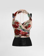Dolce & Gabbana Marquisette and Chiffon Floral Print Corset Top