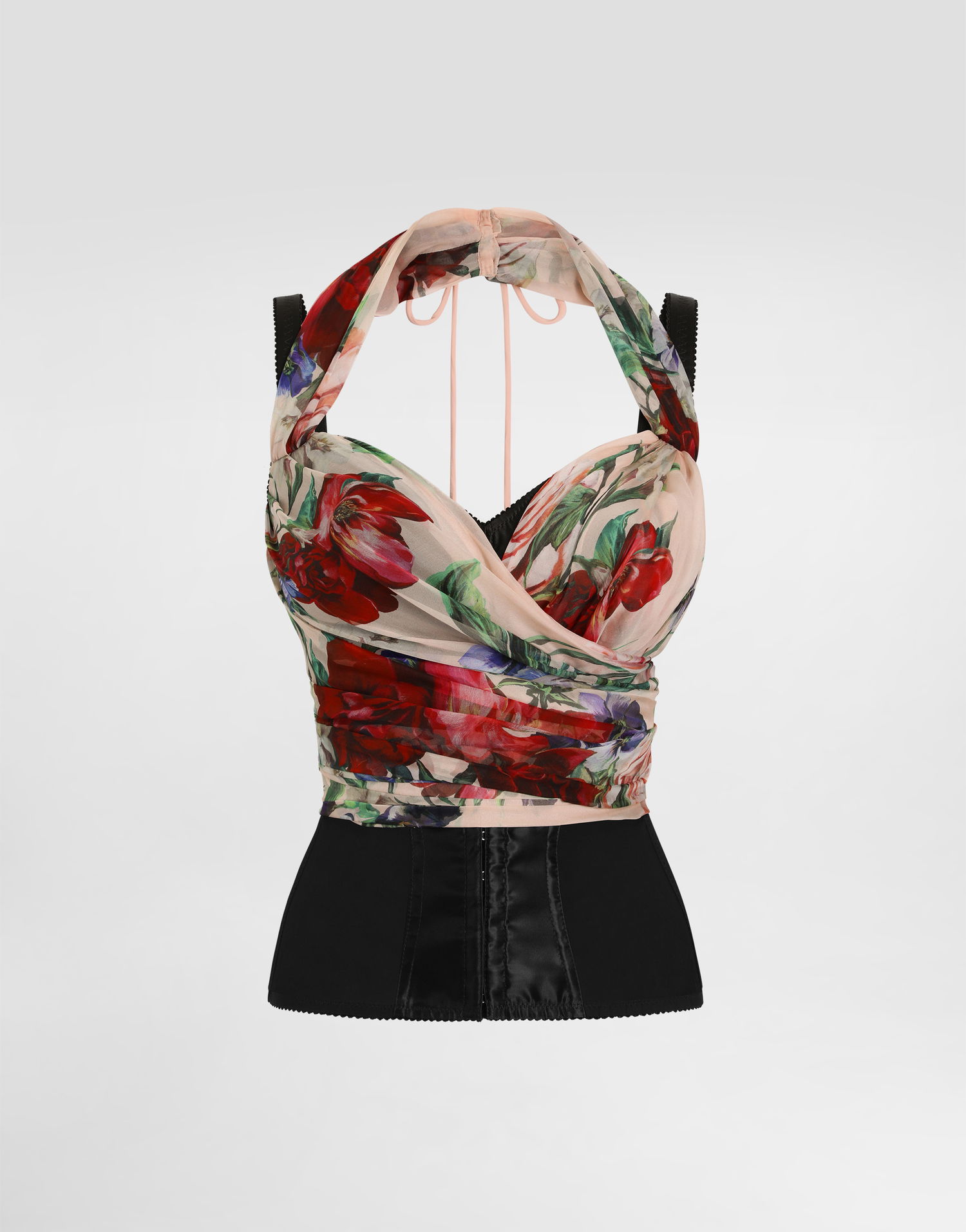 Tielko Dolce & Gabbana Dolce & Gabbana Marquisette and Chiffon Floral Print Corset Top Ružová | F7AX7TIS1Y7H25PR, 0