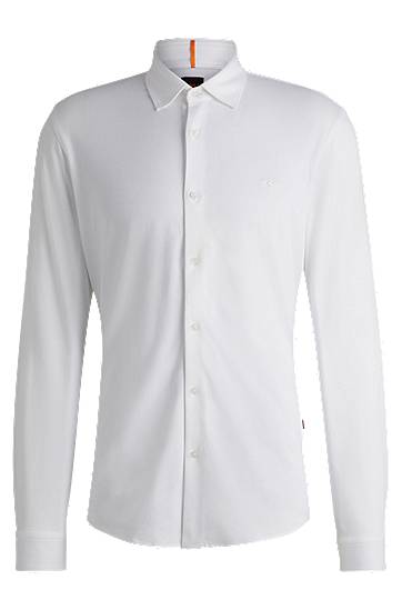Košeľa BOSS Slim Fit Melange Cotton Piqué Shirt Biela | 50519748, 0