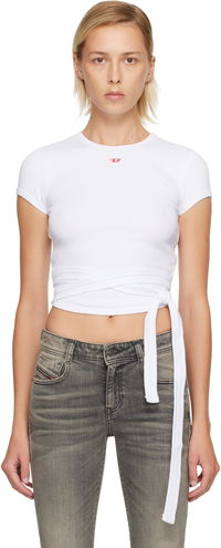 Cropped Ribbed Wrap-Around T-shirt T-Bunny-Tail