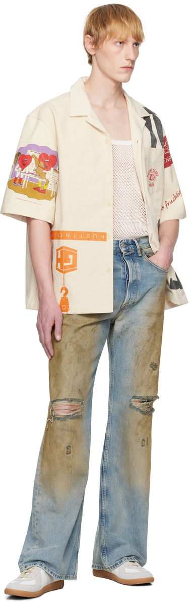 Košeľa Marine Serre Marine Serre Regenerated Bowling Shirt Béžová | USI028A UWOV0009, 3