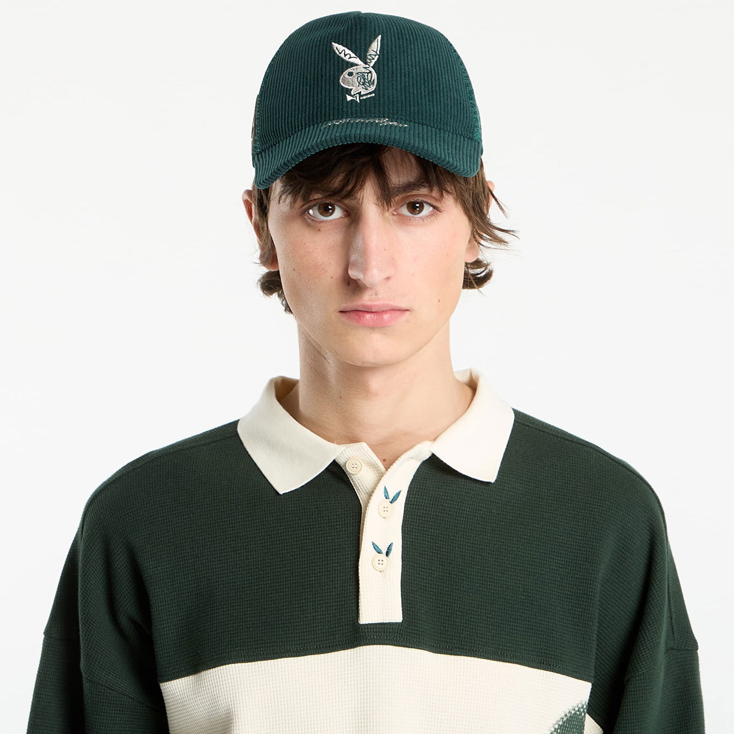 Šiltovka Footshop Playboy x FTSHP Corduroy Trucker Green Zelené | FTSHP_534, 0