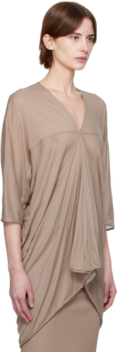 Tričko Rick Owens Rick Owens Hollywood Kite Draped Blouse Hnedá | RP01E7538 UC, 4