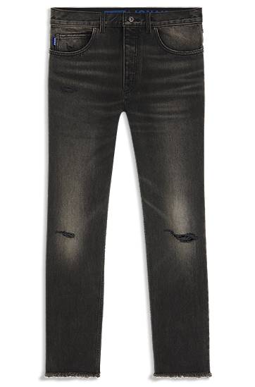 Džínsy BOSS Regular Fit Distressed Denim Jeans Čierna | 50541593
