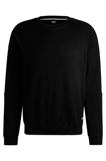 Sveter BOSS Cotton Terry Sweatshirt with Contrast Panels Čierna | 50535787, 0