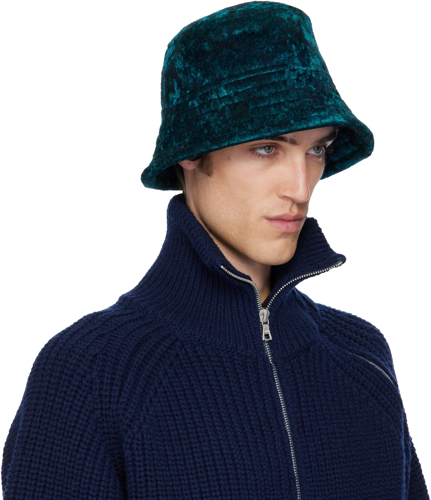 Klobúk Dries Van Noten Dries Van Noten Velvet Bucket Hat Zelené | 252-029501-2133, 1